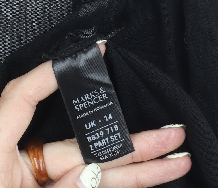 Marks & Spencer Women's Black Short Sleeve Open Front Cover-up