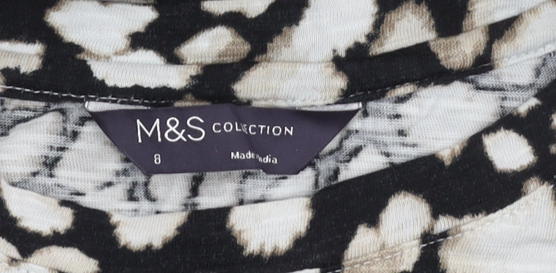 Marks & Spencer Women Black and White Animal Print Top