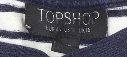 Topshop Women's Multicoloured Striped Cotton T-Shirt, Size 16