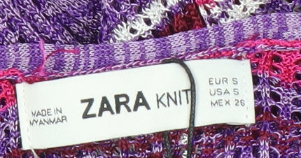 Zara Women's Purple Striped Open Front Cardigan, Size S, New