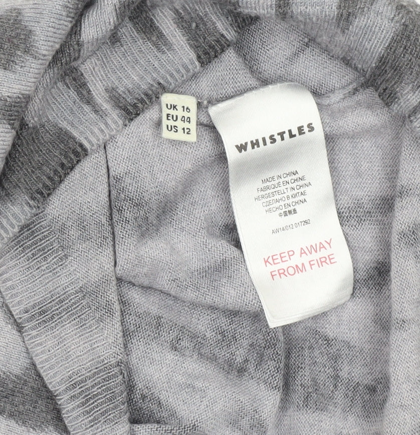 Whistles Women's Grey Animal Print Jumper UK 16