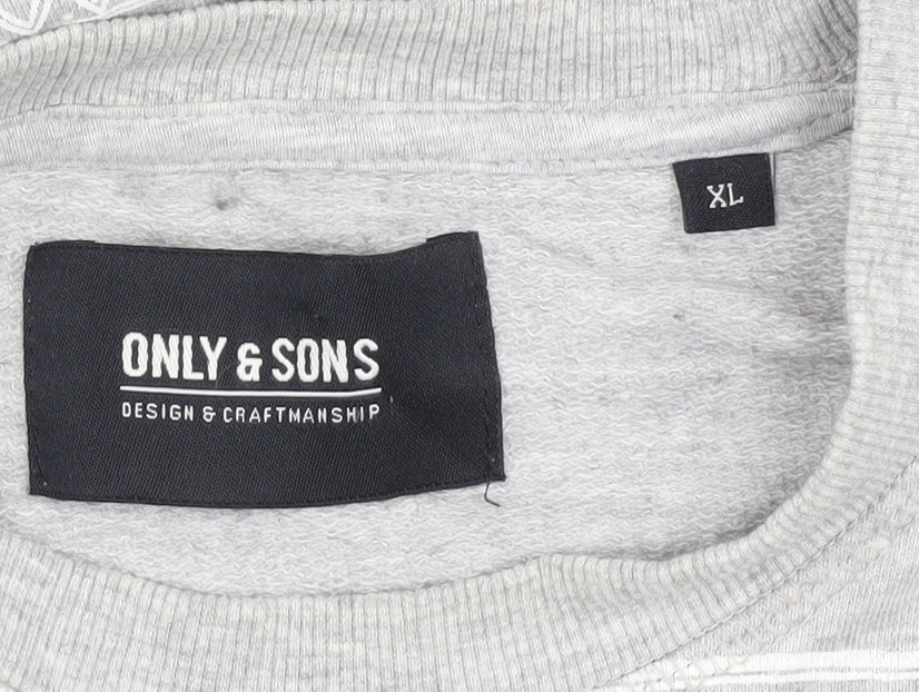 Only & Sons Grey XL Geometric Sweatshirt Men