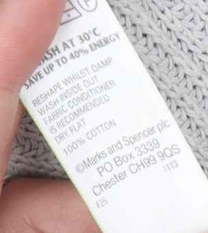 Marks & Spencer Women's Grey Knit Open Front Cardigan, Size 12