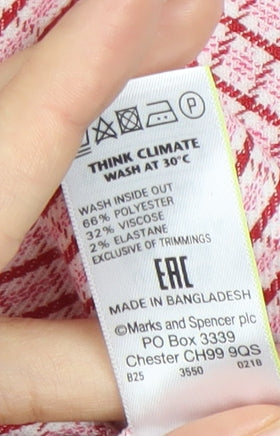 Marks & Spencer Women Pink Check Pencil Skirt Size 16
