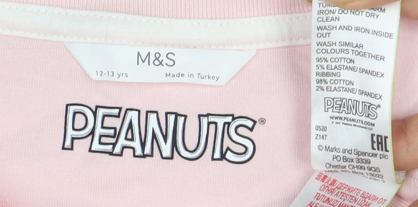 Marks & Spencer Girls Pink Peanuts Pullover Hoodie 12-13Y