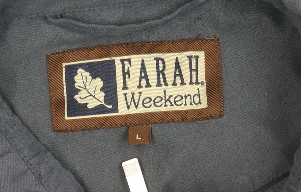 Farah Men's Blue Cotton-Nylon Casual Jacket L
