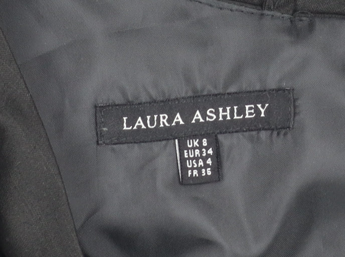 Brand and care label for Laura Ashley Black Sheath Dress -, size 8, Classic Cocktail