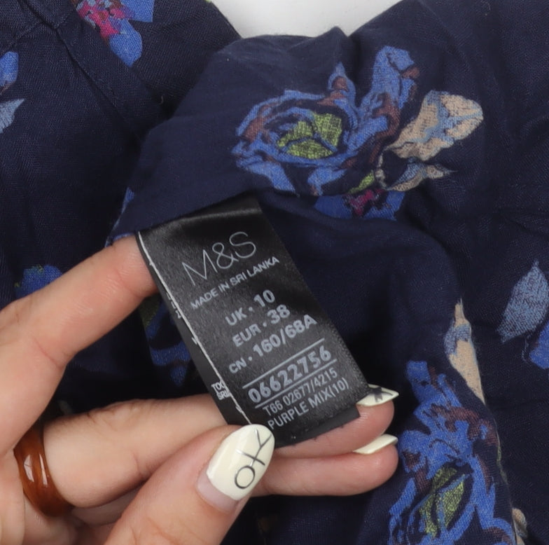Marks & Spencer Women's Blue Floral Skirt, Size 10