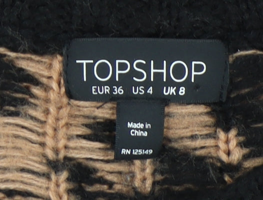 Topshop Women's Black Crew Neck Pullover Jumper Size 8