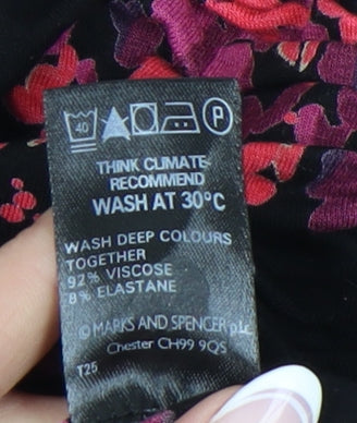 Marks & Spencer Women's Black Floral Sheath Dress Size 10