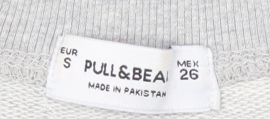 Pull&Bear Unisex Grey Graphic Print Sweatshirt S