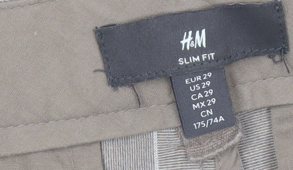 H&M Women’s Beige Check Slim Fit Trousers Size 8