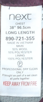 Next Men's Blue Long Blazer, 38L Single-Breasted