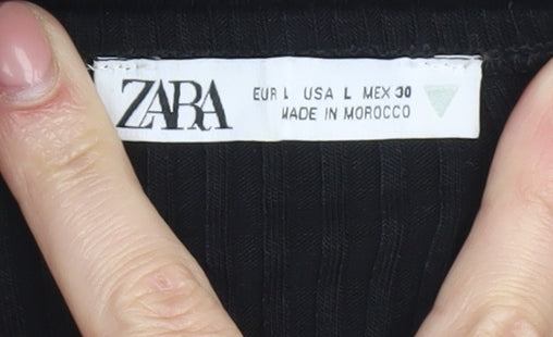 Zara Women's Black Sleeveless V-Neck Dress L