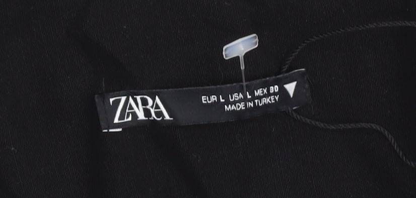 Zara Women's Black Dress Cotton L Balloon Sleeve
