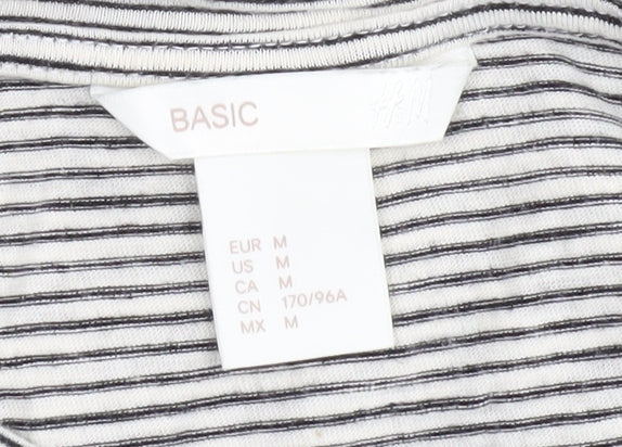 H&M Women's Black Striped Basic T-Shirt Size 12