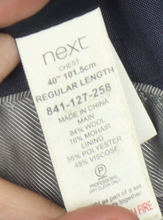 Next Men's Blue Wool Blazer, Size 40, Regular Fit