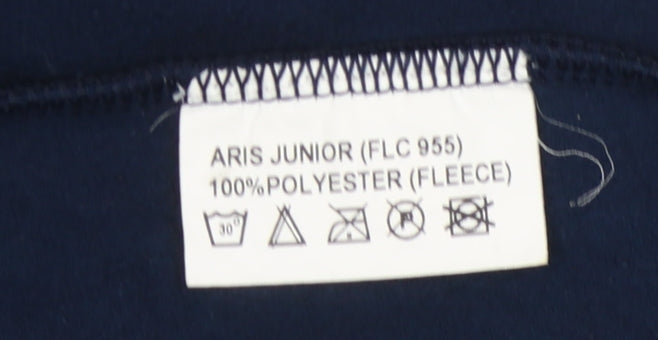 Brand and care label for Harry Hall girls’ blue fleece jacket 4-5 years zip casual
