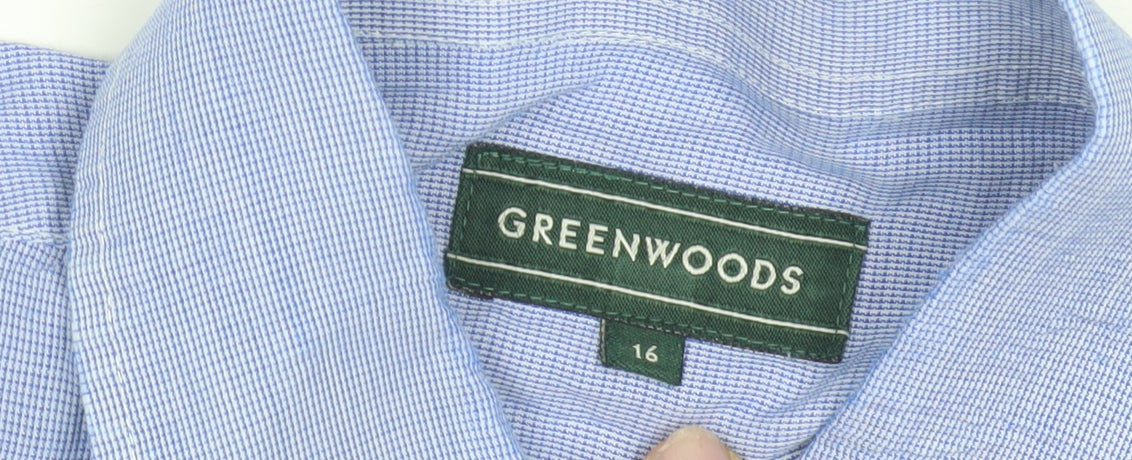 Greenwoods Men's Blue Striped Dress Shirt Size 16
