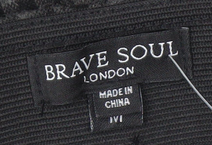 Brave Soul Women's Black Check Trousers M Size