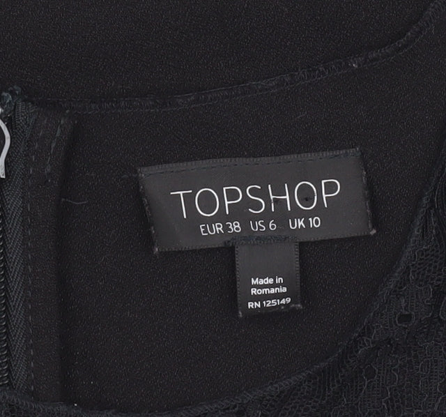 Topshop Women's Black Lace Accent Crop Top UK Size 10