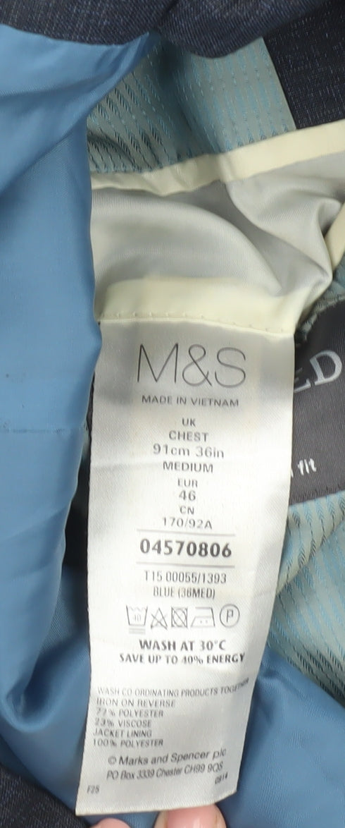 Marks & Spencer Men's Blue Blazer 36 Regular Fit
