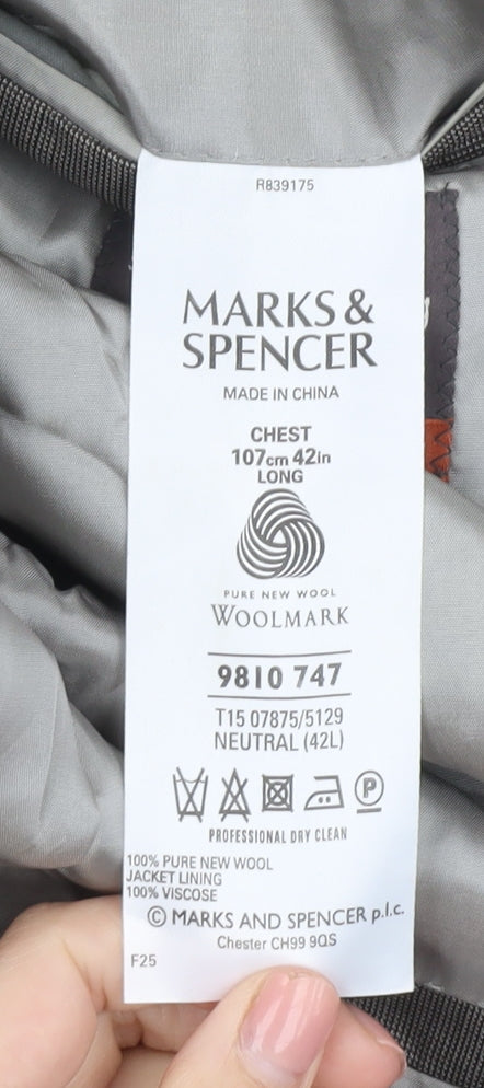 Marks & Spencer Men's Grey Wool Blazer, 42L