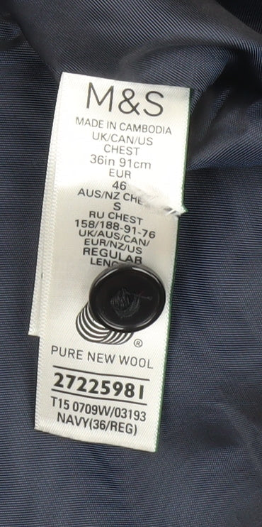 Marks & Spencer Men's Blue Waistcoat, Size S 36"