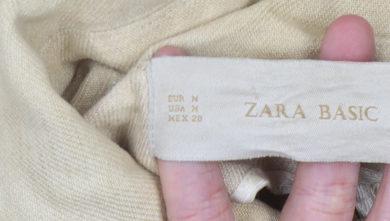 Zara Basic Womens Beige Linen Coat, Size 12