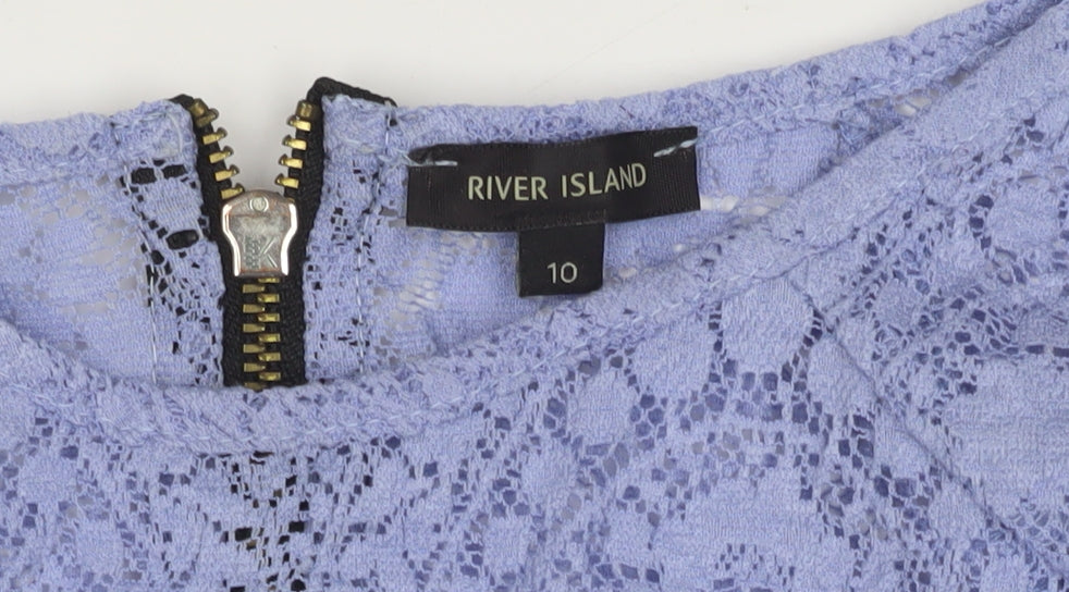 River Island Women's Purple Lace Top, Size 10
