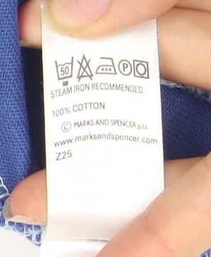 Marks & Spencer Men's Blue Colourblock Polo L