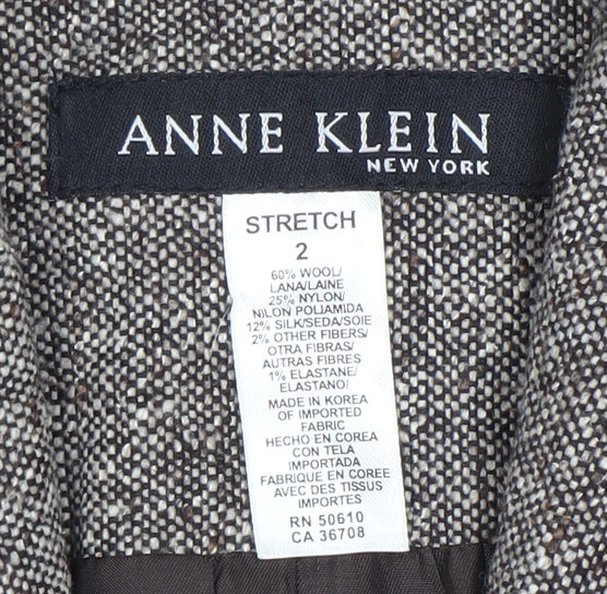 Anne Klein Women's Grey Tweed Belted Jacket Size 2