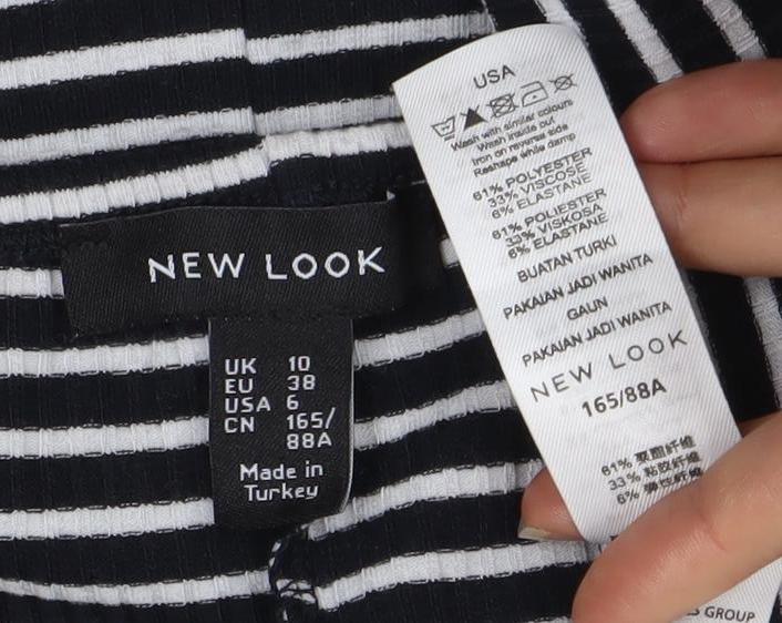 New Look Women's Black Stripe Dress Size 10
