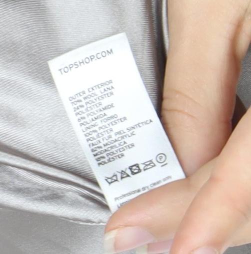 Topshop Women's Grey Coat Size 12 Hooded Casual