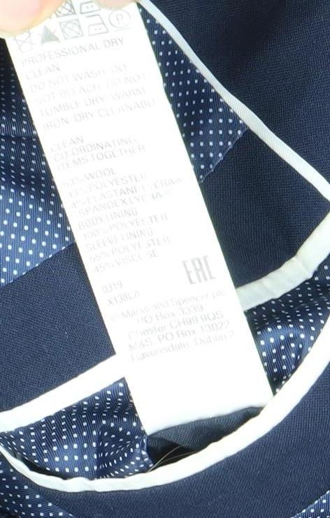 Marks & Spencer Men's Blue Wool Blazer - Size 40R