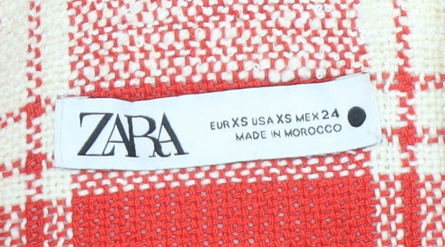Zara Women's Red Plaid Skirt, XS, Straight & Pencil