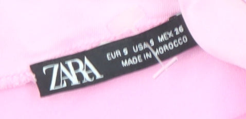Zara Women's Pink Short Sleeve Dress - Size S