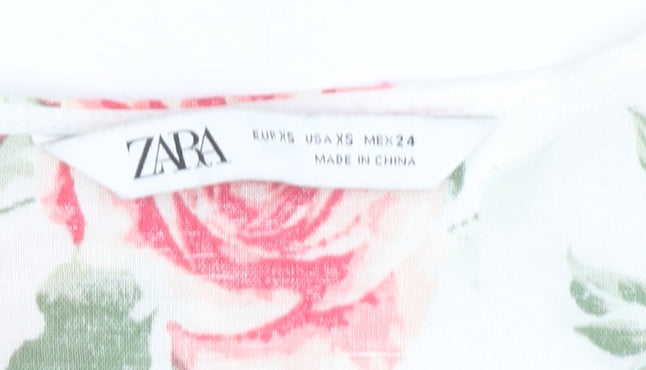 Zara Women's Multicoloured Floral Casual Dress XS