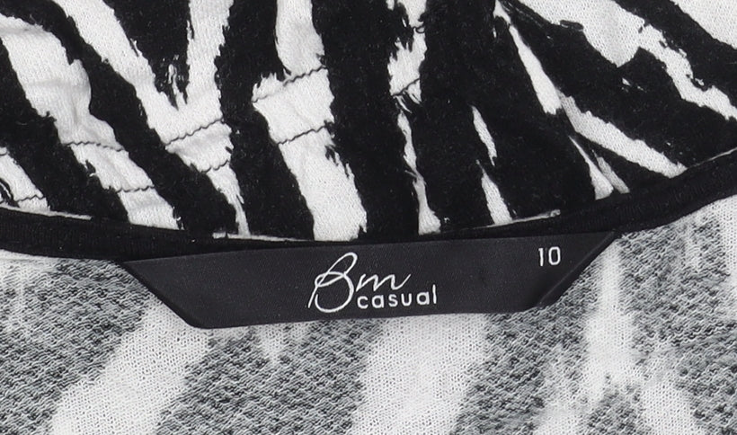 Bonmarché Women's Black Animal Print Top Size 10