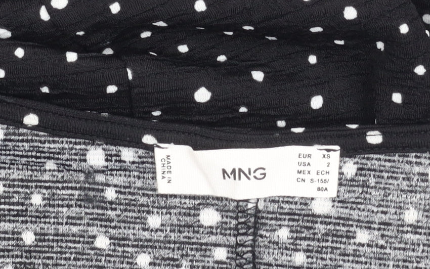 Mango Women's XS Black Polka Dot Jersey Dress