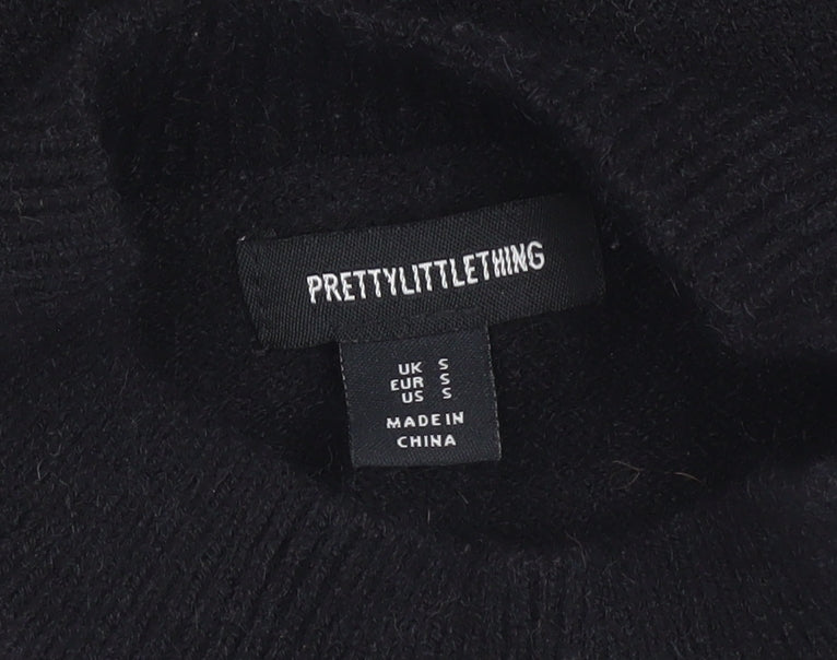 PrettyLittleThing Women's Black Cable-Knit Mock Neck Jumper