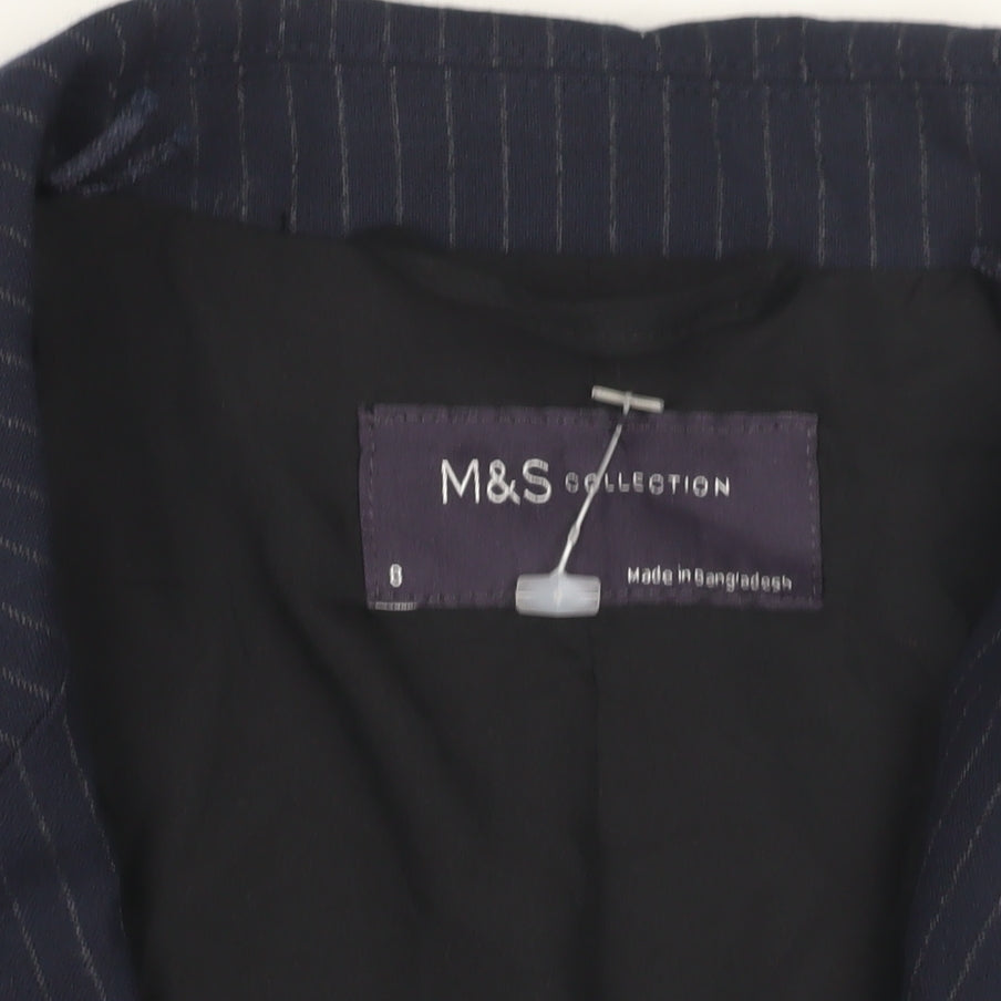 Marks & Spencer Women's Blue Pinstripe Blazer Size 8