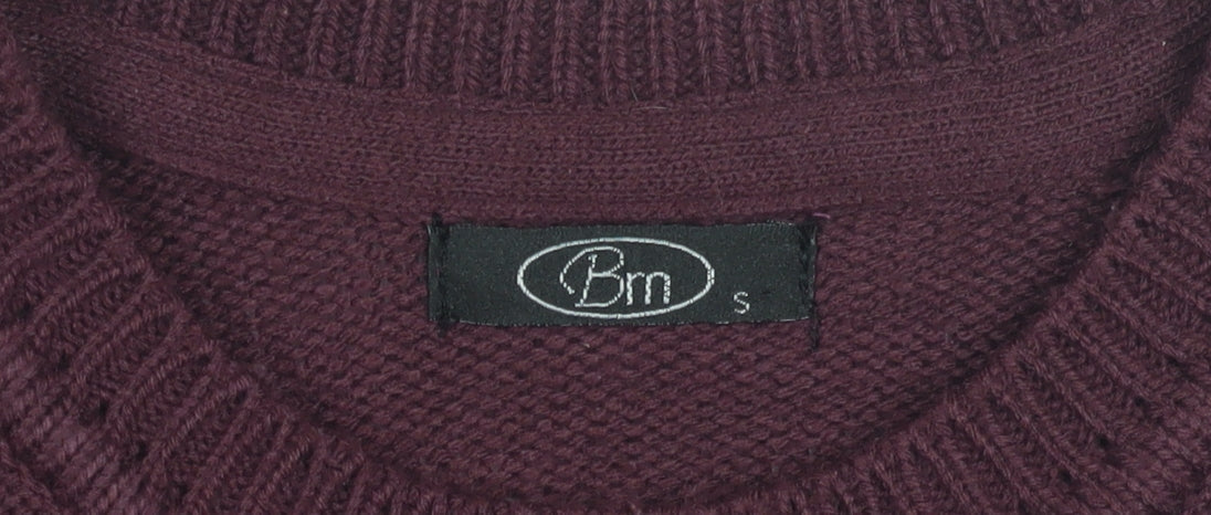 Bonmarché Women's Purple Cable-Knit Jumper, Size S, Crew Neck