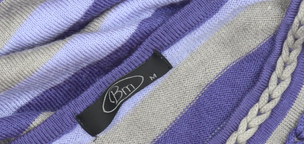Bonmarché Women's Purple Striped Pullover Jumper M