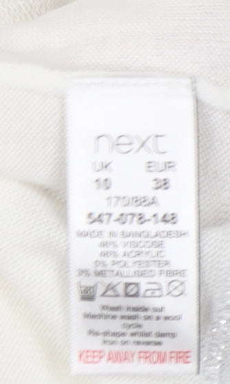 Next Women's Ivory Pullover Jumper, Size 10, Casual, Short Sleeve