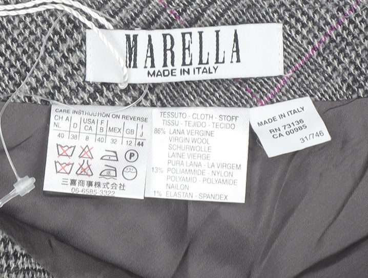 Marella Women's Grey Check Midi Pencil Skirt - Size 12