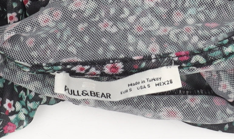 Pull&Bear Women's Floral Cropped Top, Size 8