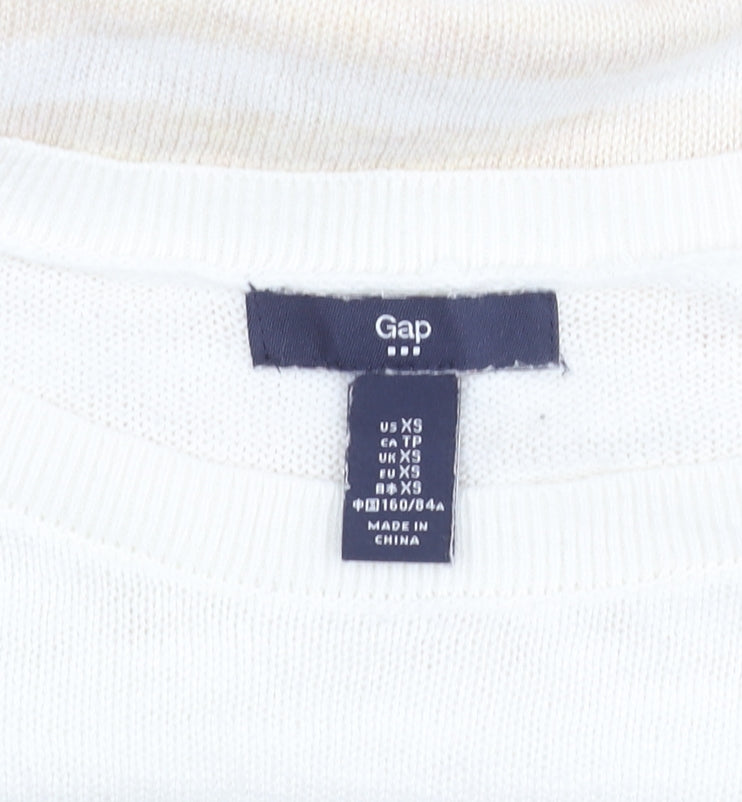 Gap Women Beige Striped Pullover Jumper XS