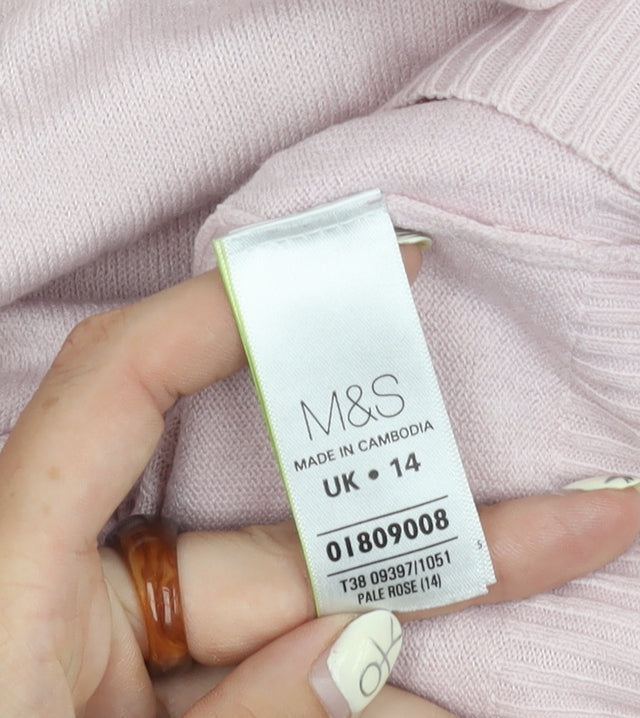 Marks & Spencer Women's Pink Pullover Jumper, Size 14