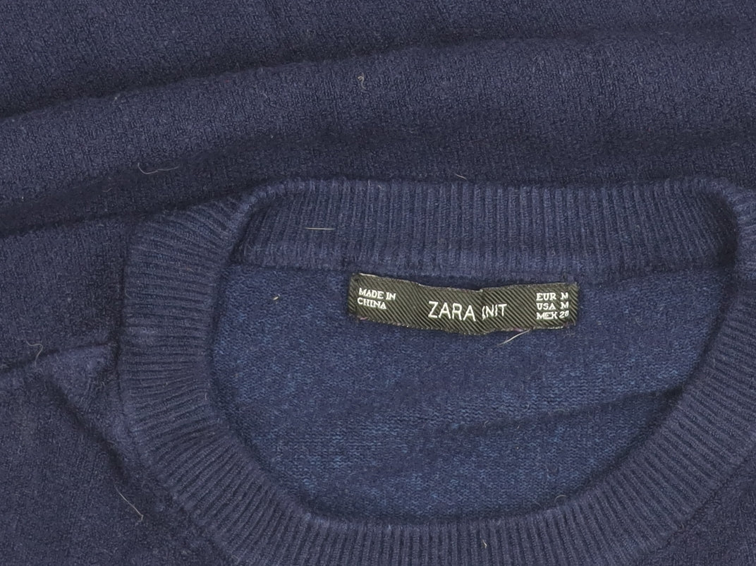 Zara Unisex Blue Medium Pullover Crew Neck Jumper